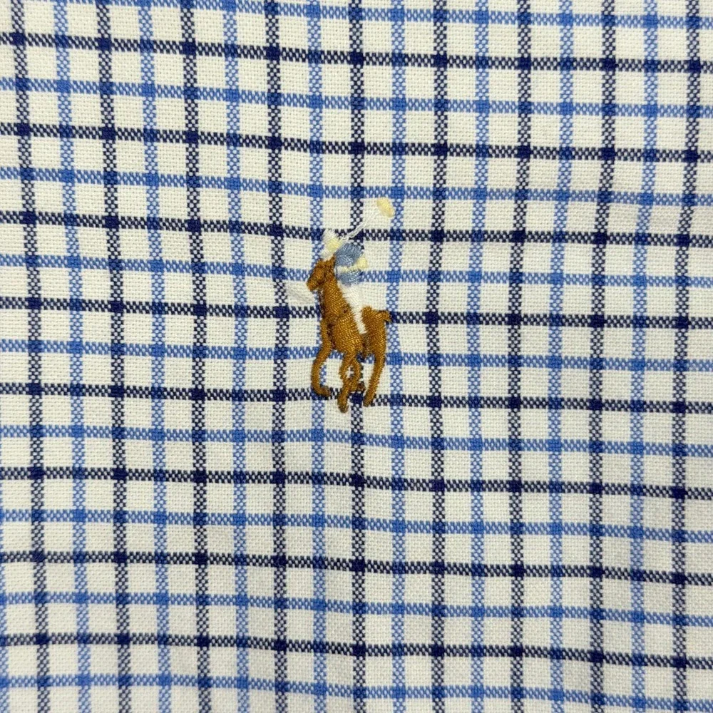 Polo Ralph Lauren Button Down Mens M Blue White Check Classic Distressed Utility